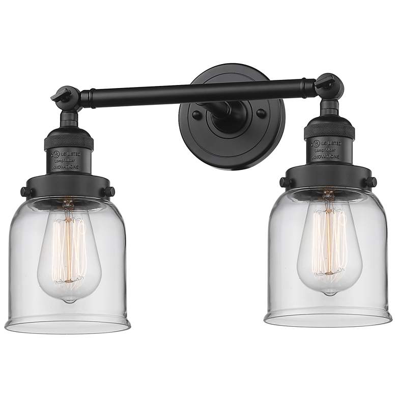 Image 1 Bell 16" 2 Light Matte Black LED Bath Light w/ Clear Shade