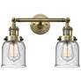 Bell 16" Wide 2 Light Antique Brass Bath Vanity Light w/ Seedy Shade