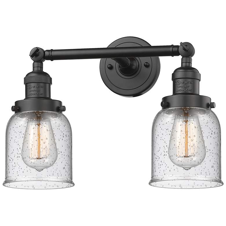 Image 1 Bell 16" Wide 2 Light Bronze Tiltable Bath Vanity Light w/ Seedy Shade