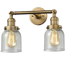 Image1 of Bell 16" Wide 2 Light Brushed Brass Bath Vanity Light w/ Seedy Shade