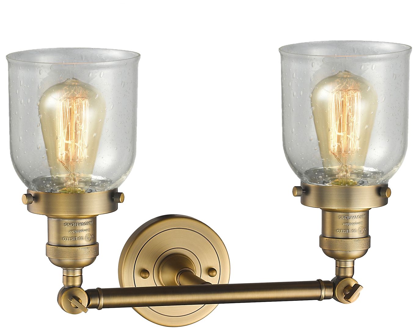 Image 2 Bell 16" Wide 2 Light Brushed Brass Bath Vanity Light w/ Seedy Shade more views