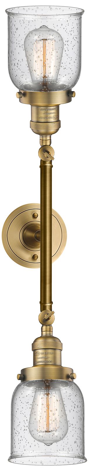 Image 3 Bell 16" Wide 2 Light Brushed Brass Bath Vanity Light w/ Seedy Shade more views