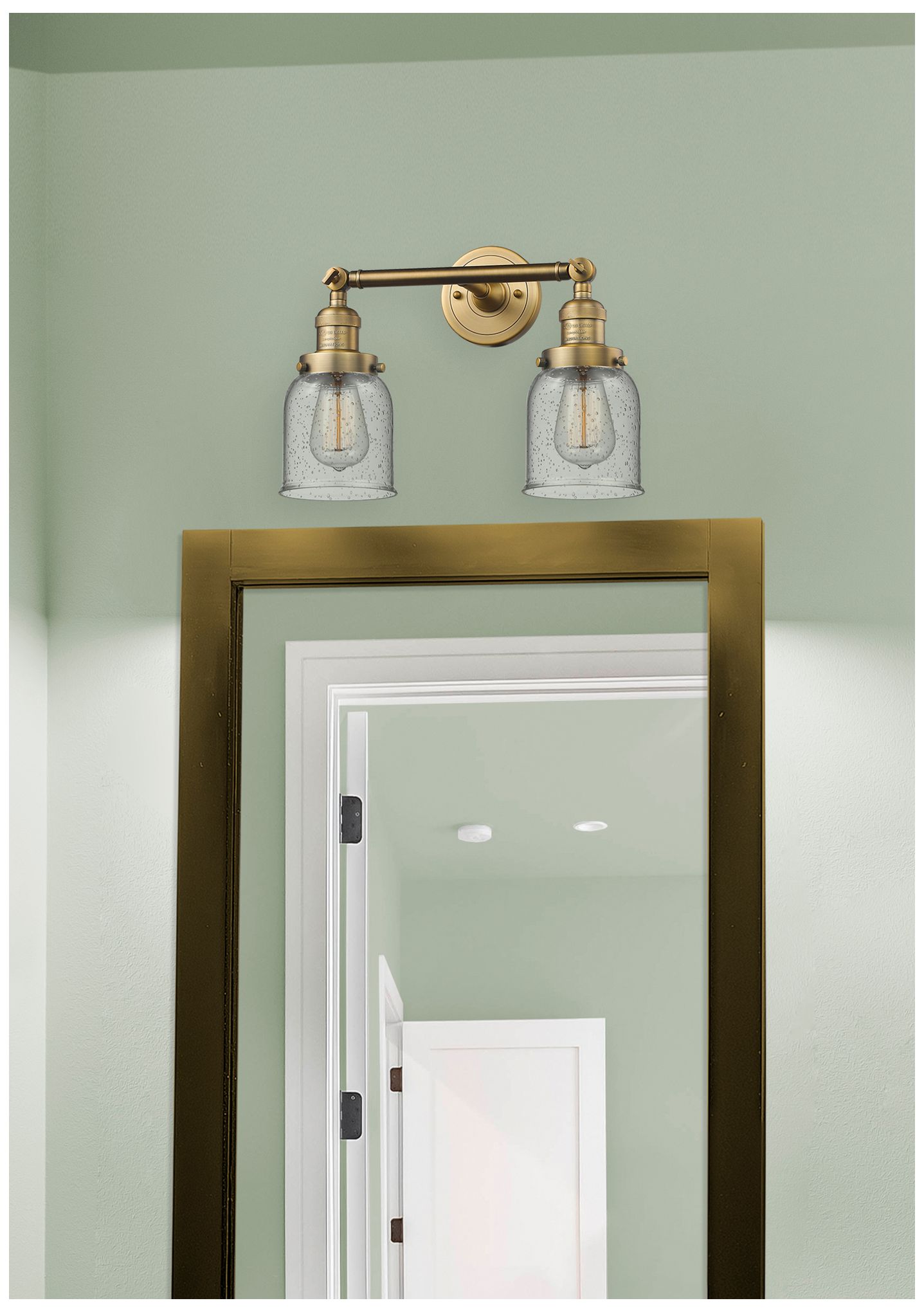 Bell 16" Wide 2 Light Brushed Brass Bath Vanity Light w/ Seedy Shade