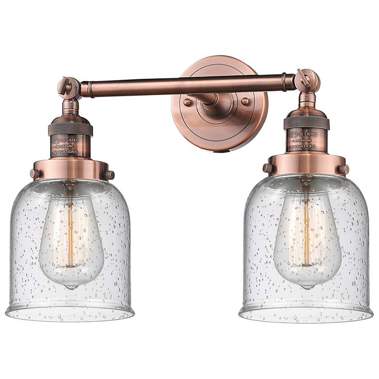 Image 1 Bell 16" Wide 2 Light Copper Tiltable Bath Vanity Light w/ Seedy Shade