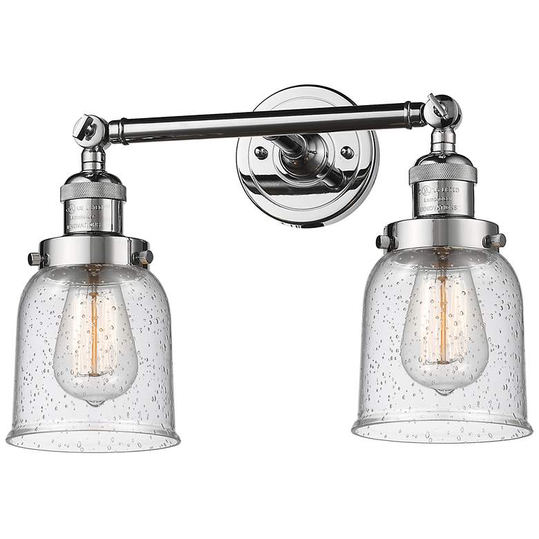 Image 1 Bell 16" Wide 2 Light Polished Chrome Bath Vanity Light w/ Seedy Shade