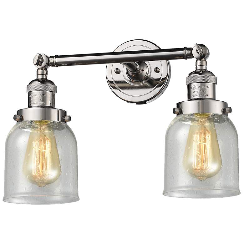Image 1 Bell 16" Wide 2 Light Polished Nickel Bath Vanity Light w/ Seedy Shade