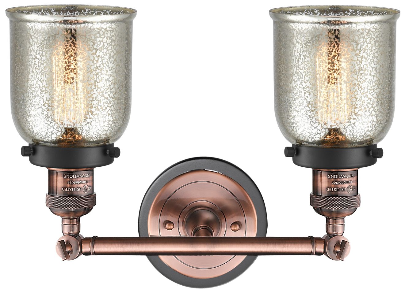 Image 2 Bell 16"W 2 Light Copper Bath Vanity Light w/ Silver Plated Mercury Sh more views