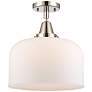 1_Bell 11 1/2"W Polished Nickel Ceiling Light w/ White Glass