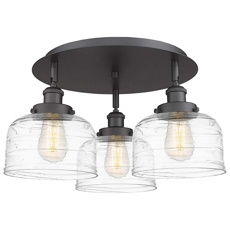 Image 1 Bell 17 1/2" Wide Matte Black 3-Light Ceiling Light
