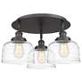 Bell 17 1/2" Wide Matte Black 3-Light Ceiling Light