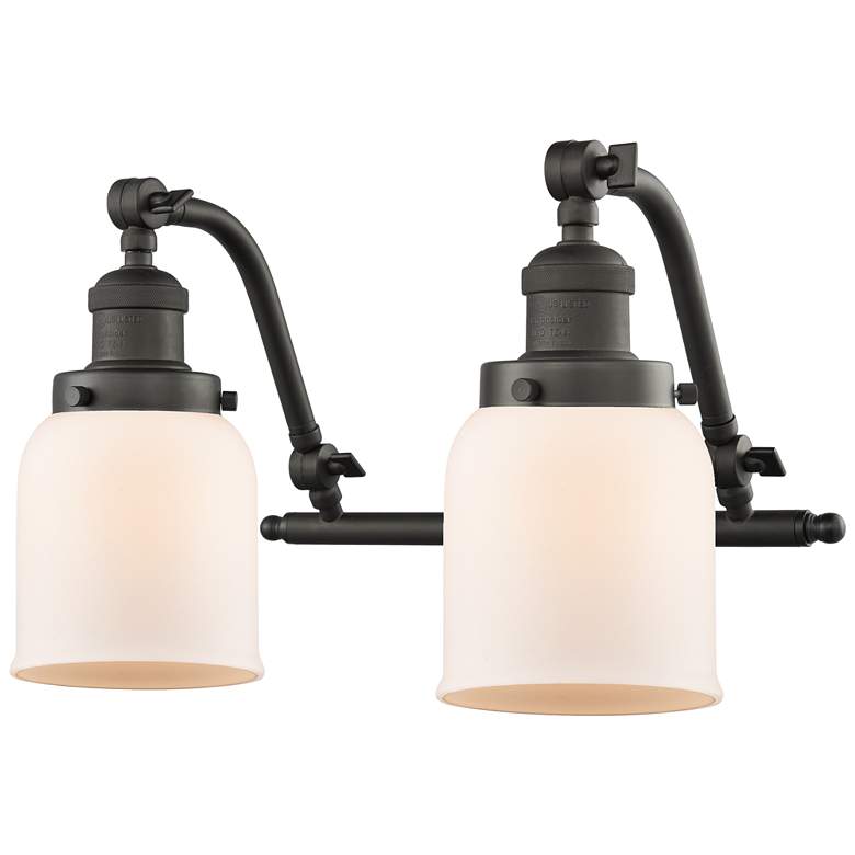 Image 1 Bell 18" Wide 2 Light Bronze Bath Vanity Light w/ Matte White Shade