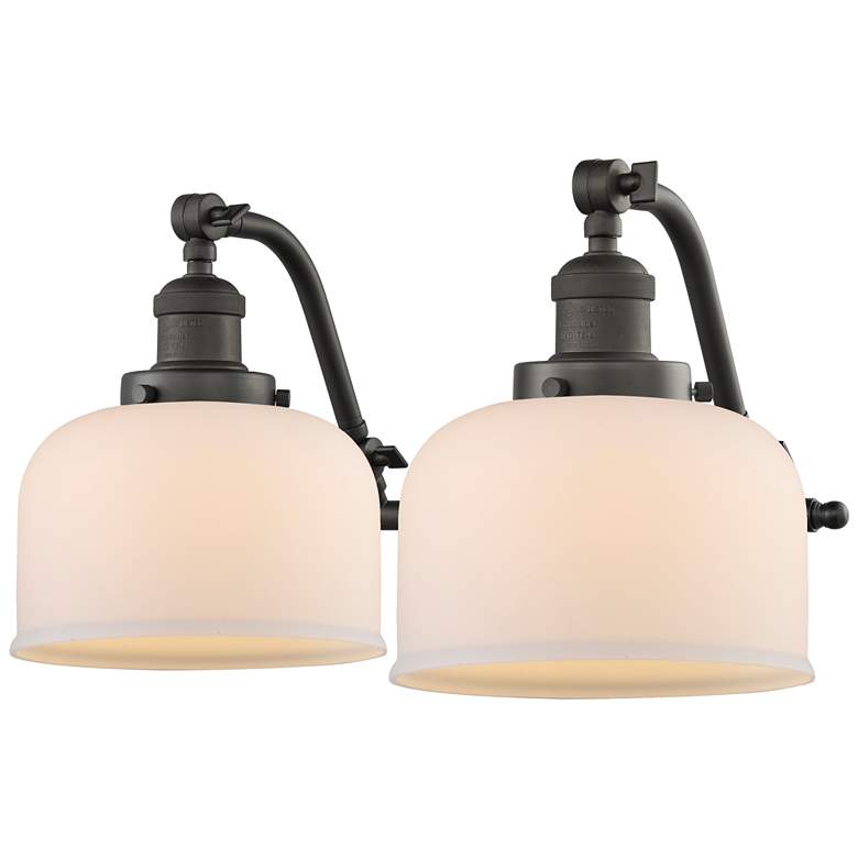 Image 1 Bell 18" Wide 2 Light Bronze Bath Vanity Light w/ Matte White Shade
