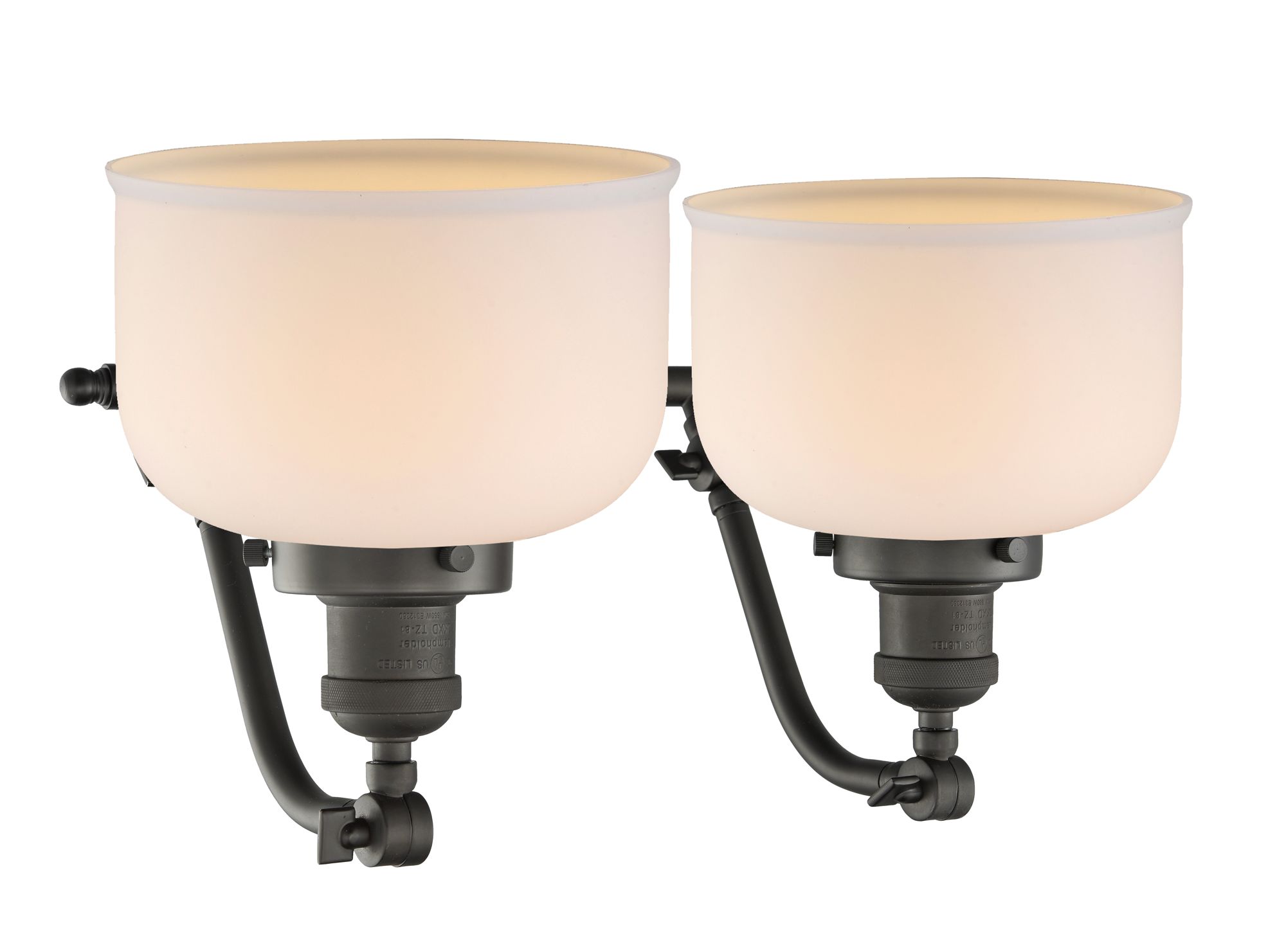 Image 2 Bell 18" Wide 2 Light Bronze Bath Vanity Light w/ Matte White Shade more views