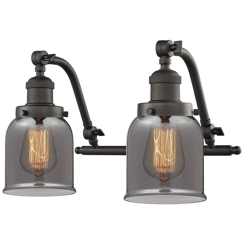 Image 1 Bell 18 inch Wide 2 Light Bronze Bath Vanity Light w/ Plated Smoke Shade