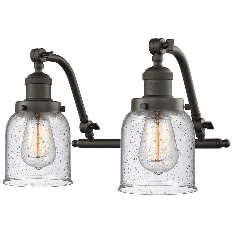 Image 1 Bell 18" Wide 2 Light Oil Rubbed Bronze Bath Vanity Light w/ Seedy Sha