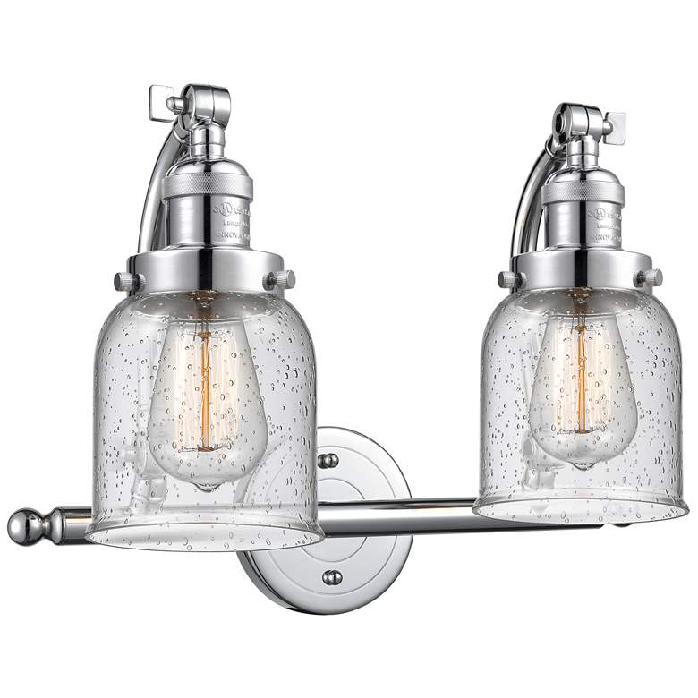 Image 1 Bell 18" Wide 2 Light Polished Chrome Bath Vanity Light w/ Seedy Shade