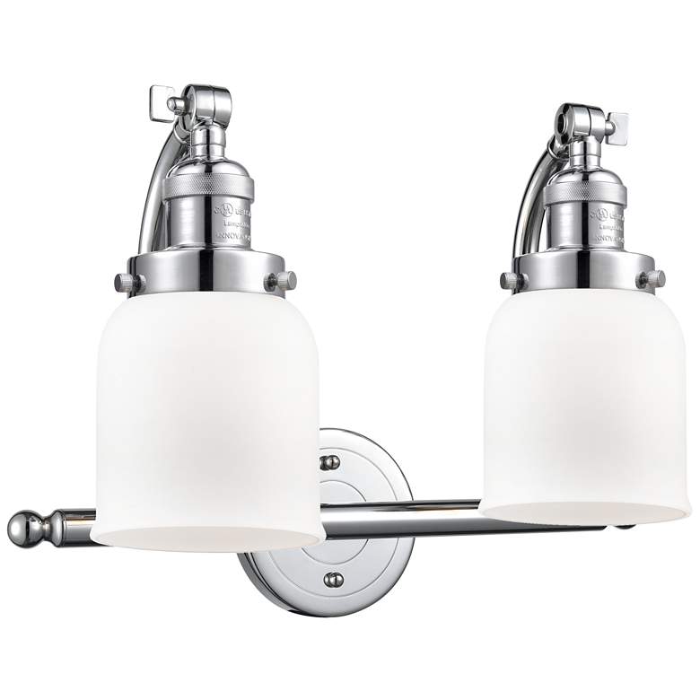 Image 1 Bell 18" Wide 2 Light Polished Chrome Bath Vanity Light w/ White Shade
