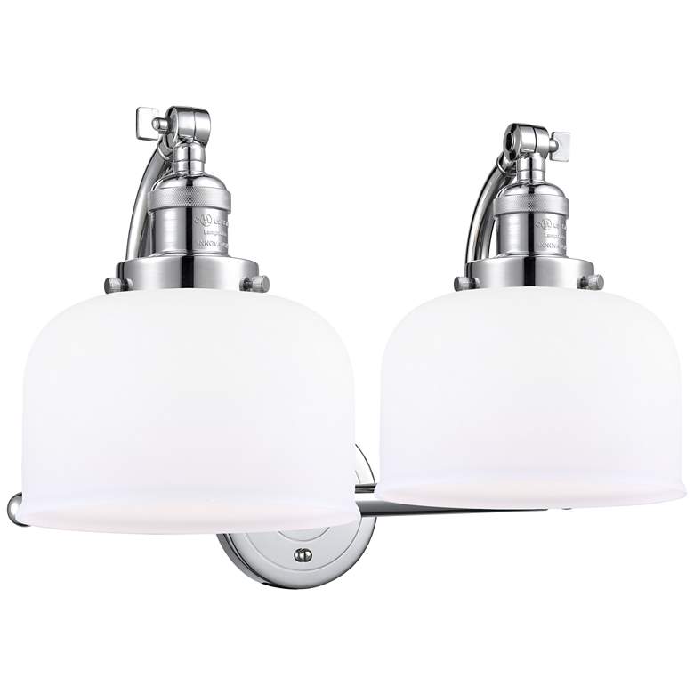 Image 1 Bell 18" Wide 2 Light Polished Chrome Bath Vanity Light w/ White Shade