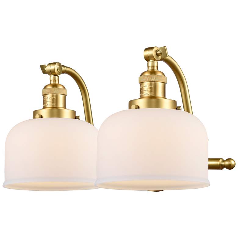 Image 1 Bell 18" Wide 2 Light Satin Gold Bath Vanity Light w/ Matte White Shad