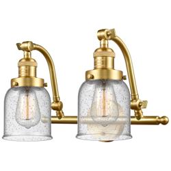 Bell 18" Wide 2 Light Satin Gold Bath Vanity Light w/ Seedy Shade