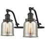 Bell 18"W 2 Light Bronze Bath Vanity Light w/ Silver Plated Mercury Sh