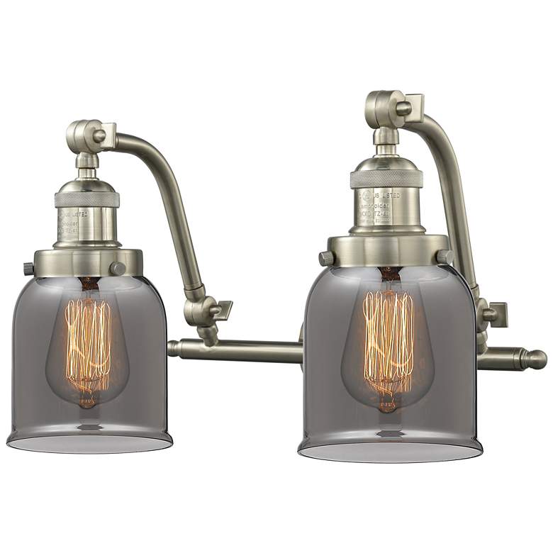 Image 1 Bell 18"W 2 Light Brushed Nickel Bath Light w/ Smoke Shade