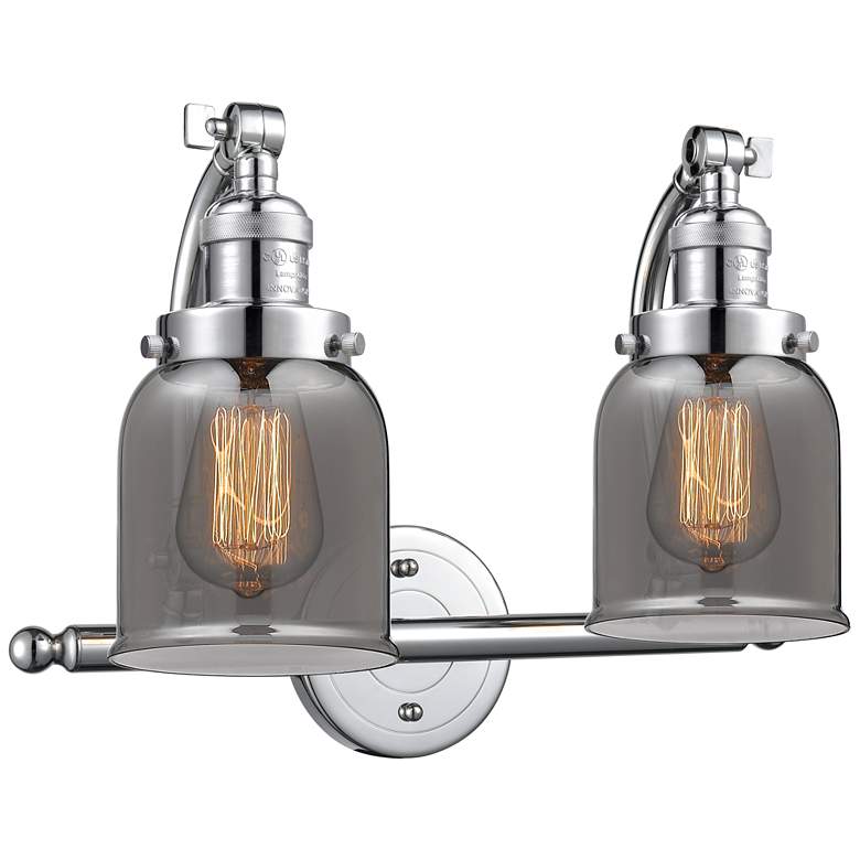 Image 1 Bell 18"W 2 Light Polished Chrome Bath Vanity Light w/ Plated Smoke Sh