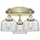 Bell 19.75" Wide 3 Light Antique Brass Flush Mount With Clear Glass Sh