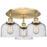 Bell 19.75" Wide 3 Light Brushed Brass Flush Mount With Seedy Glass Sh