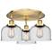 Bell 19.75" Wide 3 Light Brushed Brass Flush Mount With Seedy Glass Sh
