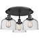 Bell 19.75" Wide 3 Light Matte Black Flush Mount With Seedy Glass Shad