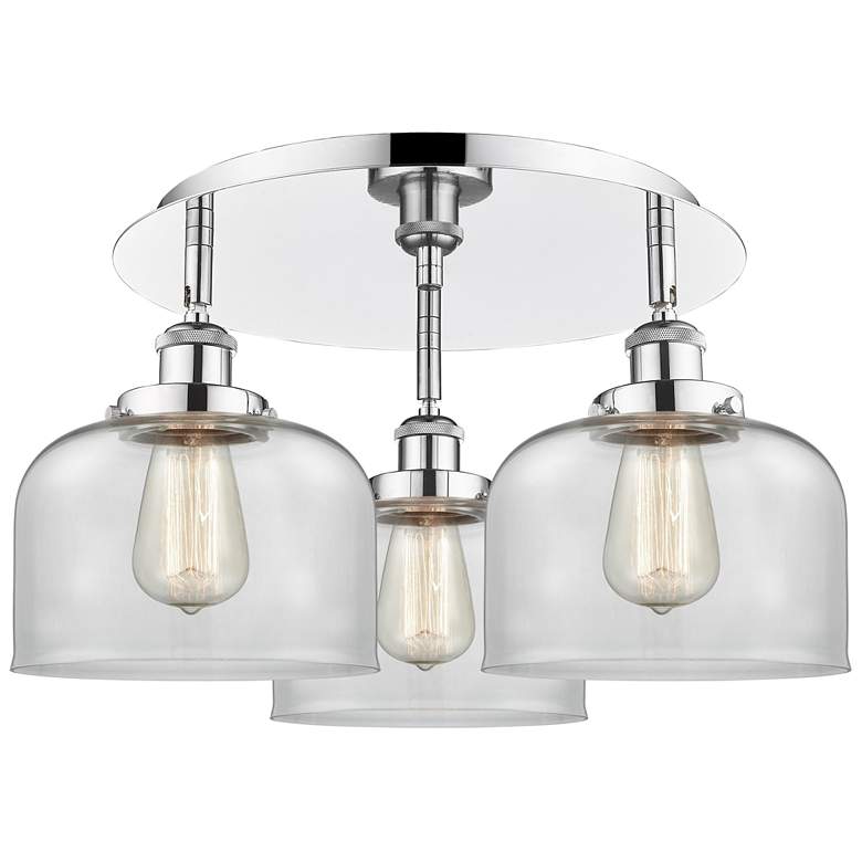 Image 1 Bell 19.75 inch Wide 3 Light Polished Chrome Flush Mount With Clear Glass 