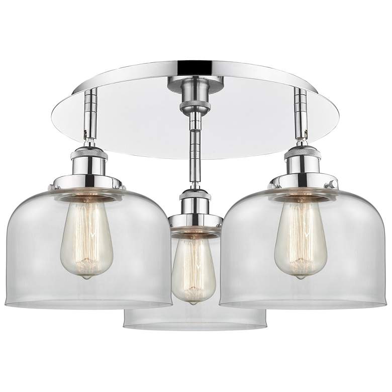 Image 1 Bell 19.75" Wide 3 Light Polished Chrome Flush Mount With Clear Glass