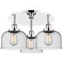 Bell 19.75" Wide 3 Light Polished Chrome Flush Mount With Seedy Glass 