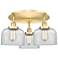 Bell 19.75" Wide 3 Light Satin Gold Flush Mount With Clear Glass Shade