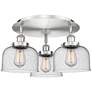 Bell 19.75" Wide 3 Light Satin Nickel Flush Mount With Seedy Glass Sha