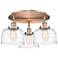 Bell 19.75"W 3 Light Antique Copper Flush Mount w/ Clear Deco Swirl Sh