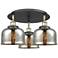 Bell 19.75"W 3 Light Black Antique Brass Flush Mount w/ Mercury Glass 