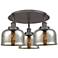 Bell 19.75"W 3 Light Oil Rubbed Bronze Flush Mount w/ Mercury Glass Sh