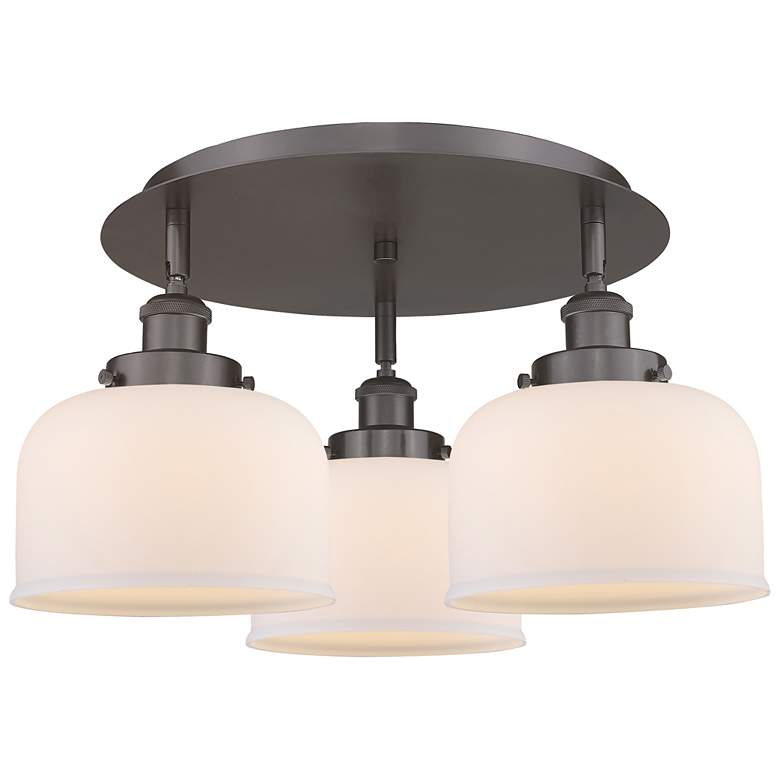Image 1 Bell 19.75"W 3 Light Oil Rubbed Bronze Flush Mount w/ White Shade