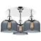 Bell 19.75"W 3 Light Polished Chrome Flush Mount w/ Smoke Glass Shade