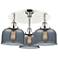 Bell 19.75"W 3 Light Polished Nickel Flush Mount w/ Smoke Glass Shade