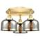 Bell 19.75"W 3 Light Satin Gold Flush Mount w/ Mercury Glass Shade