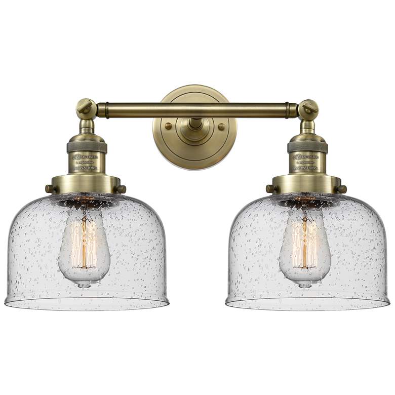 Image 1 Bell 19" 2-Light Antique Brass Bath Light w/ Seedy Shade