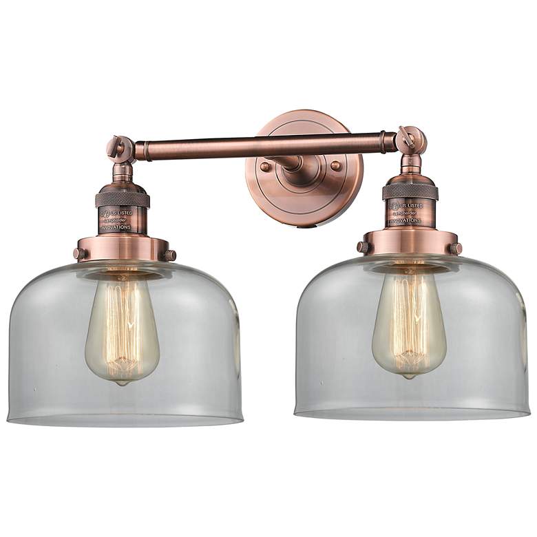 Image 1 Bell 19" 2-Light Antique Copper Bath Light w/ Clear Shade