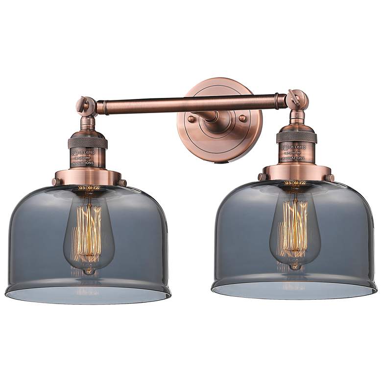 Image 1 Bell 19" 2-Light Antique Copper Bath Light w/ Plated Smoke Shade