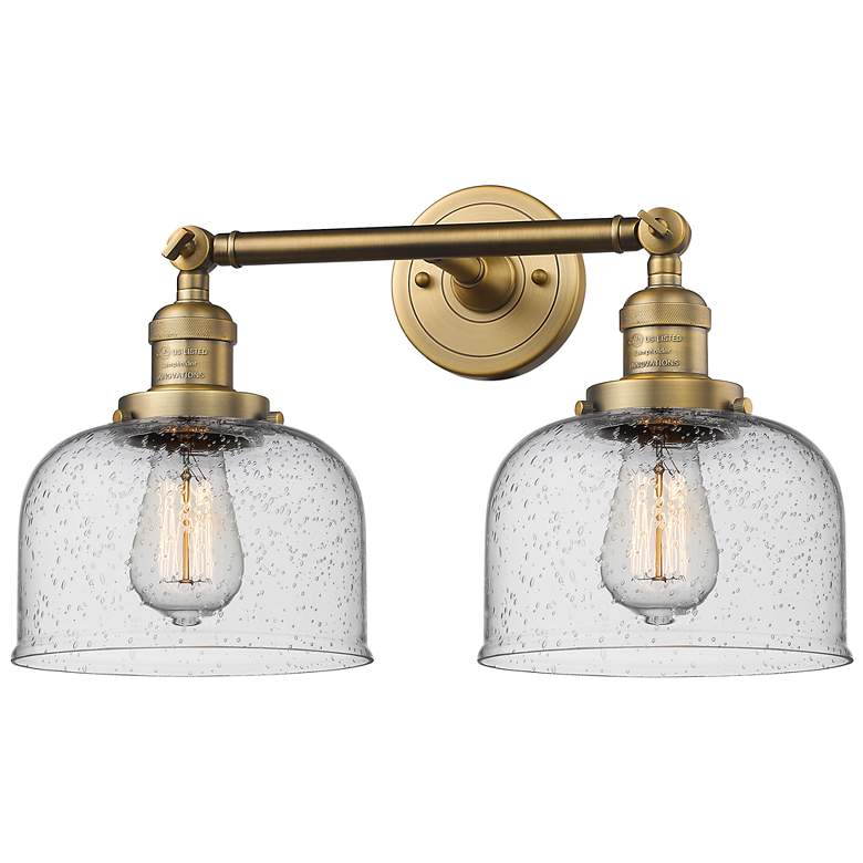 Image 1 Bell 19" 2-Light Brushed Brass Bath Light w/ Seedy Shade