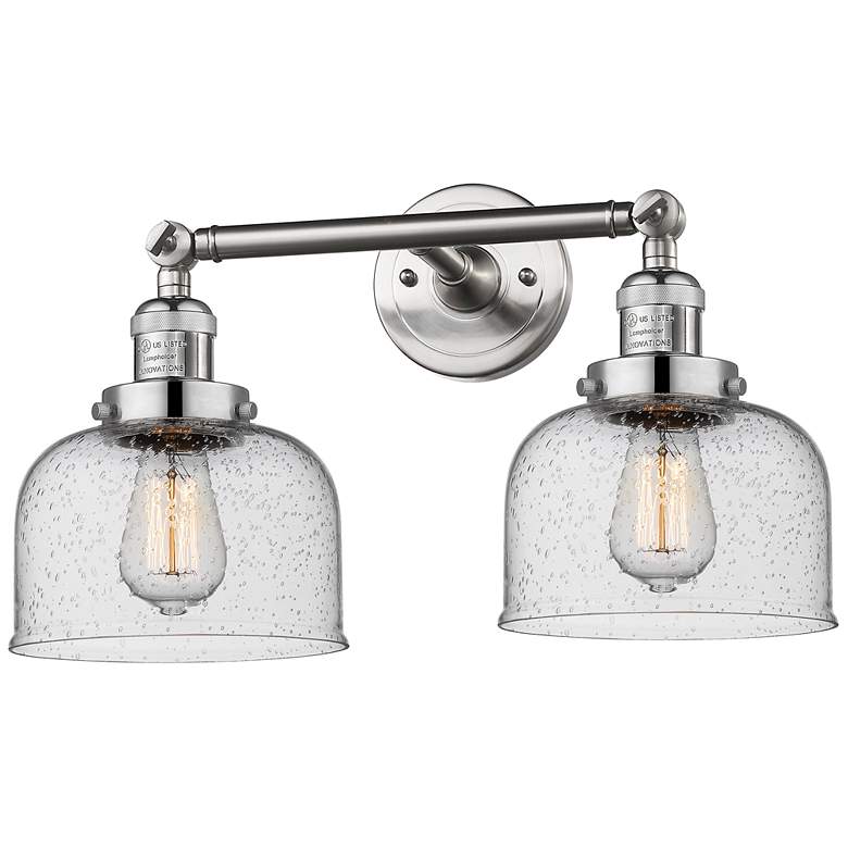 Image 1 Bell 19" 2-Light Brushed Satin Nickel Bath Light w/ Seedy Shade