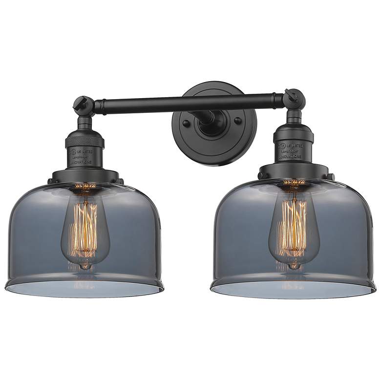 Image 1 Bell 19" 2-Light Oil Rubbed Bronze Bath Light w/ Plated Smoke Shade