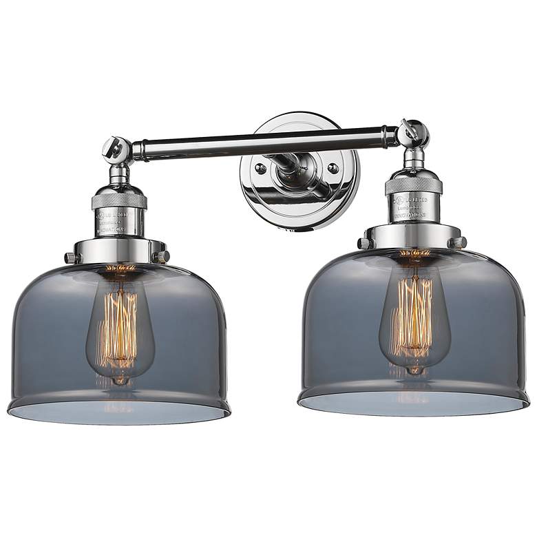 Image 1 Bell 19" 2-Light Polished Chrome Bath Light w/ Plated Smoke Shade